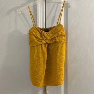 Banana republic, ruched, baby doll, tank top, mustard, yellow size extra small